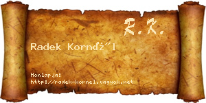 Radek Kornél névjegykártya